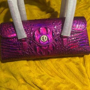 Brahmin Shimmering Fuchsia Crocodile Shoulder Bag DAYAN